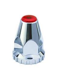 Lug Nut Cover, ABS Chrome Plastic, Red Top, 33mm X 2-7/8" Red Top,Screw On